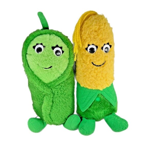 Vtg Veggie Plush Cobbie Corn Sweetie Pea Del Monte Country Yumkins Googly Eyes - Picture 2 of 8